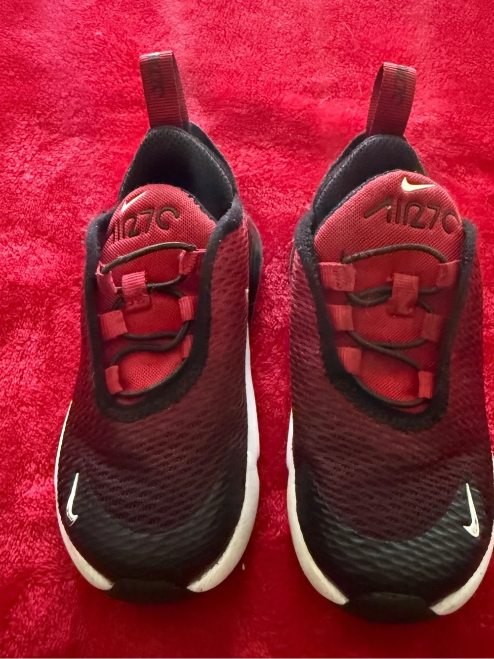 Nike Air Max 270 Team Red Black Toddler Sneakers Size 8C DD1646-603 - Picture 1 of 7
